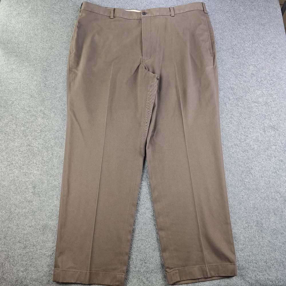 Brooks Brothers Advantage Chino Clark Pants Mens 42x30 Brown Flat Front Cotton